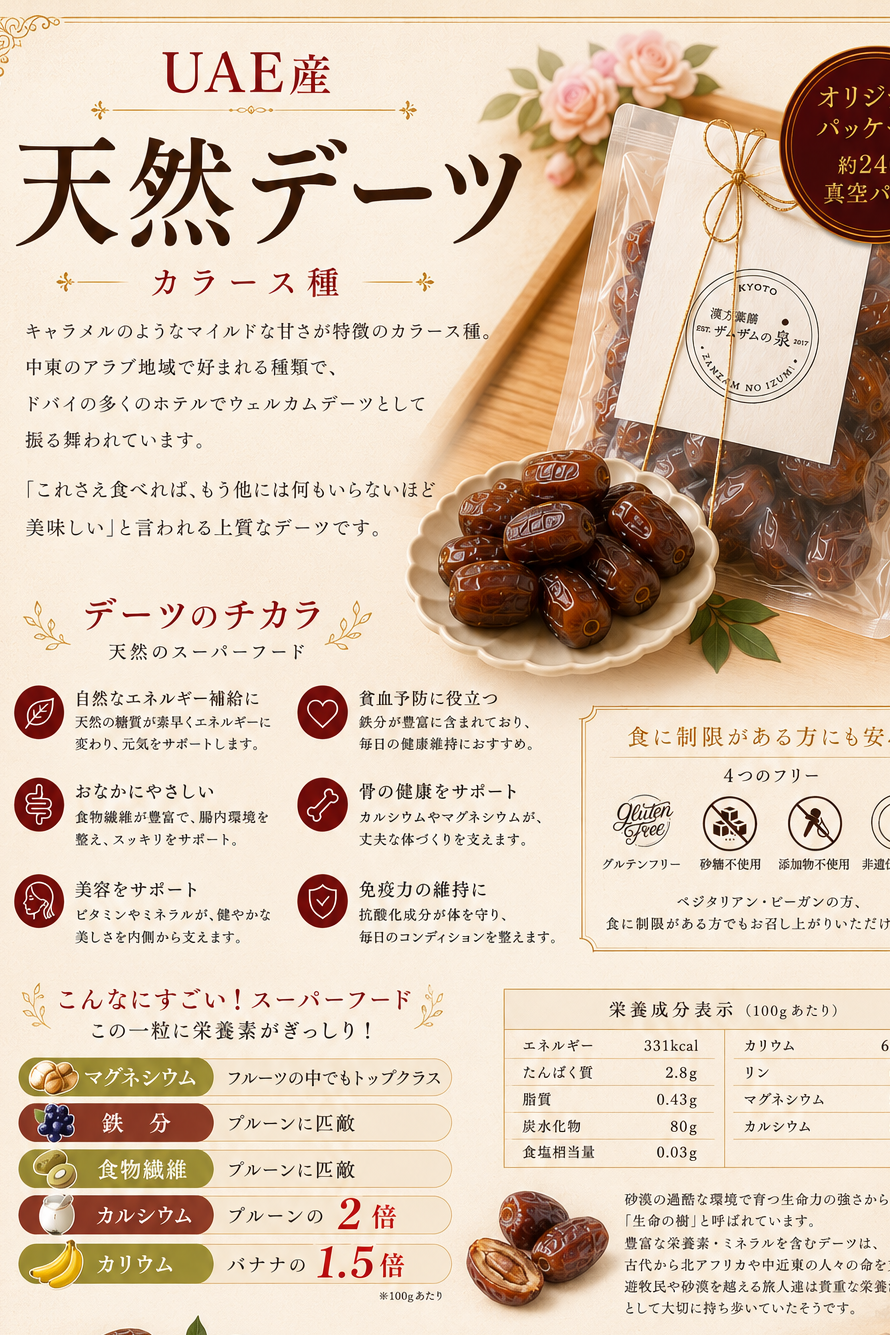 【お得】限定30！ご自宅用
天然デーツ 1KG大容量